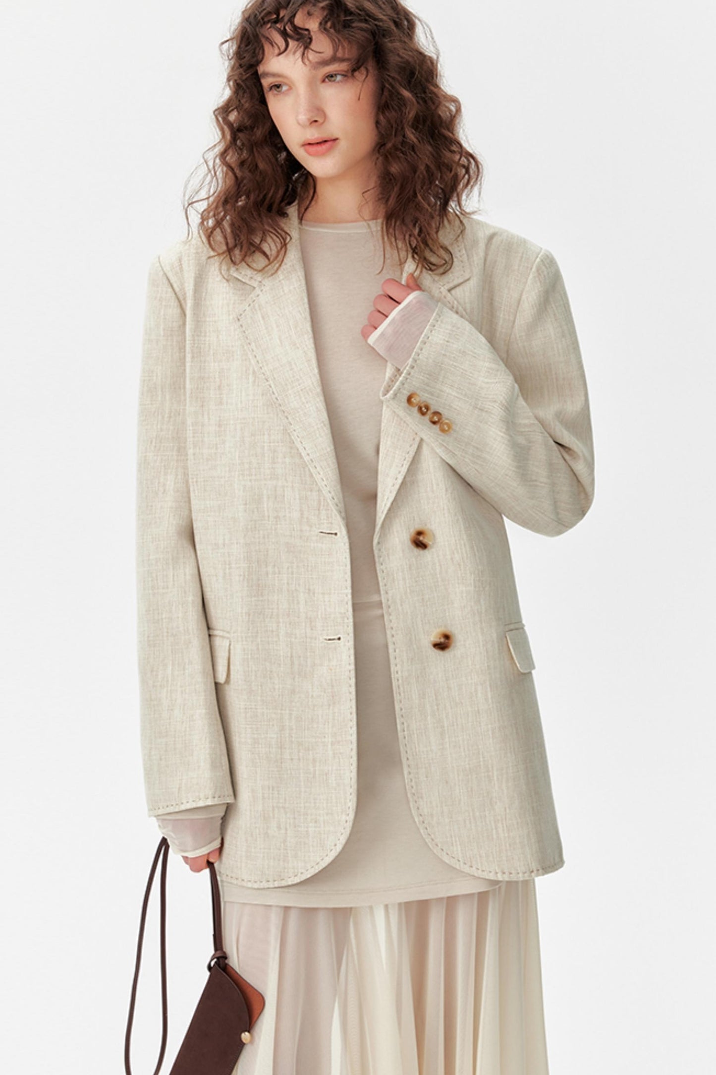 Linen Tulle Long Sleeve Dress Set-Up