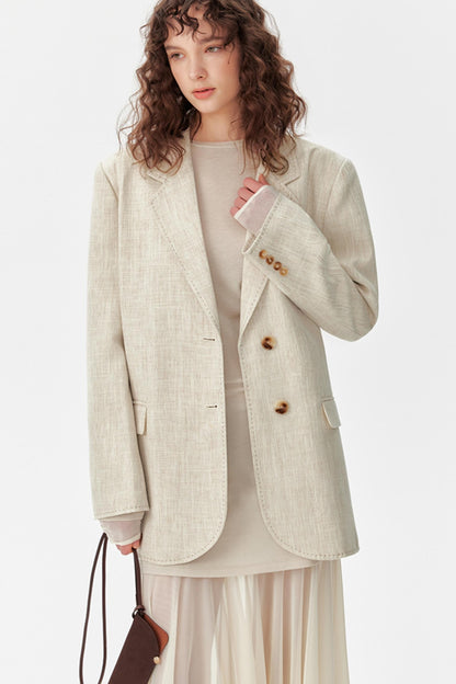 Linen Tulle Long Sleeve Dress Set-Up