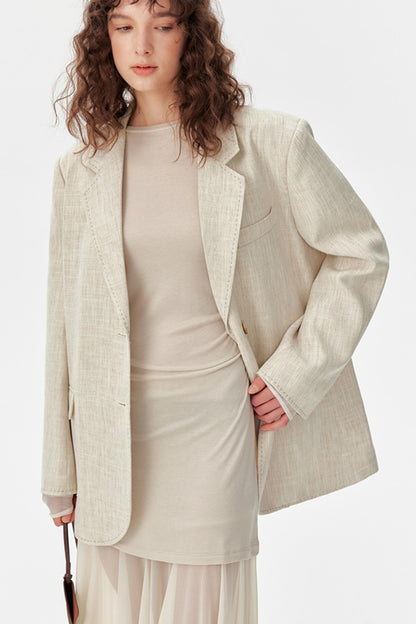 Linen Tulle Long Sleeve Dress Set-Up