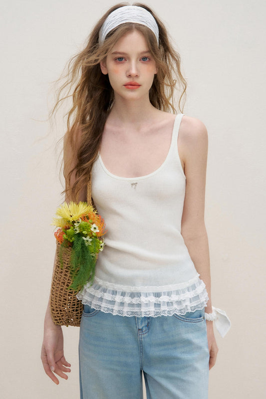 Lace Patchwork Knit Suspenders