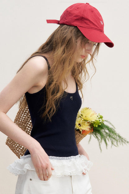 Lace Patchwork Knit Suspenders