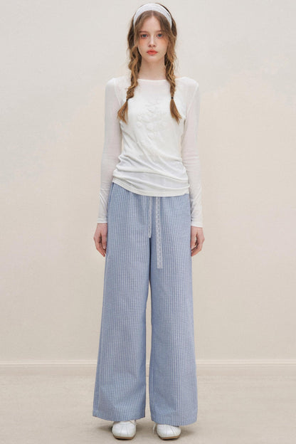 Lace-Trimmed Wide-Leg Trousers