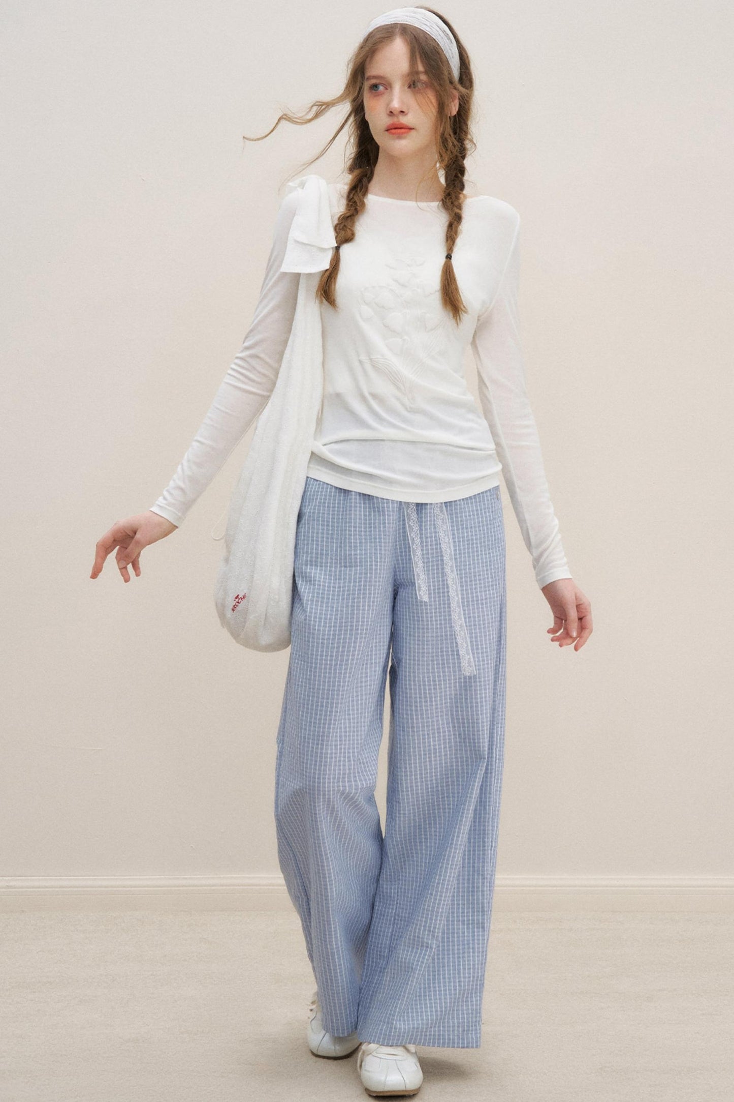 Lace-Trimmed Wide-Leg Trousers