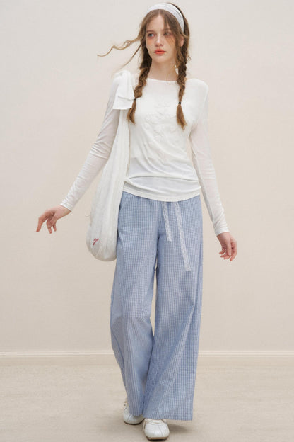 Lace-Trimmed Wide-Leg Trousers