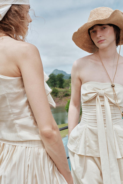 Eternal River Bandeau Top Wide-Leg Trousers Set-Up