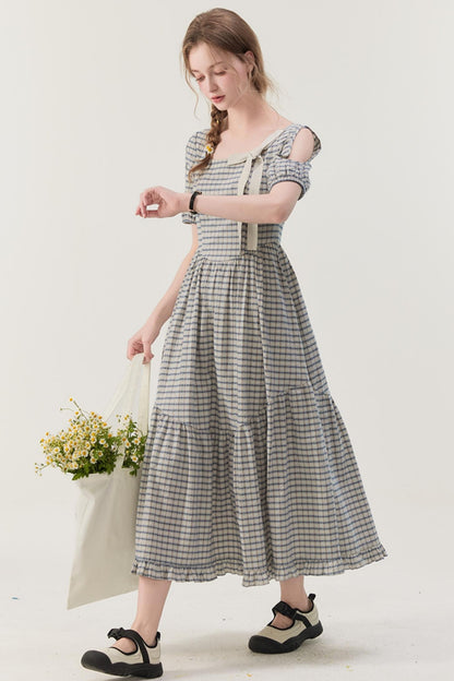 Gray Plaid A-Line Dress