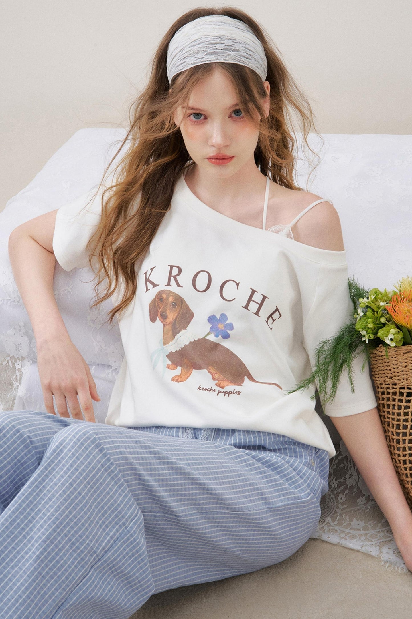 Lace-Trimmed Wide-Leg Trousers