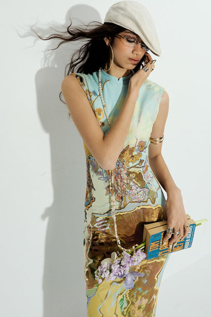 Tri-Color Chinoiserie Dress