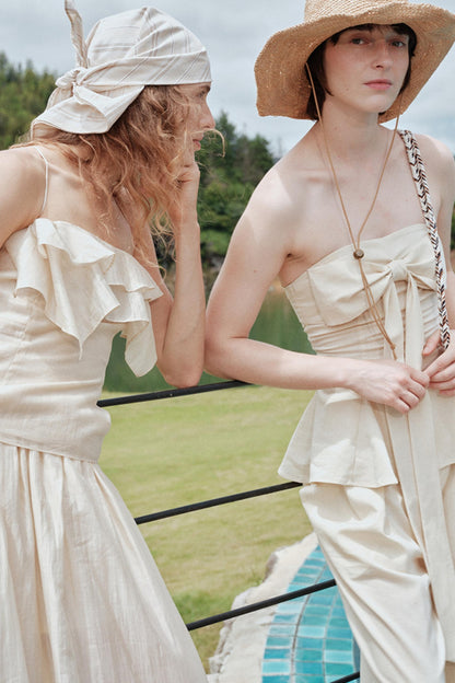 Eternal River Bandeau Top Wide-Leg Trousers Set-Up