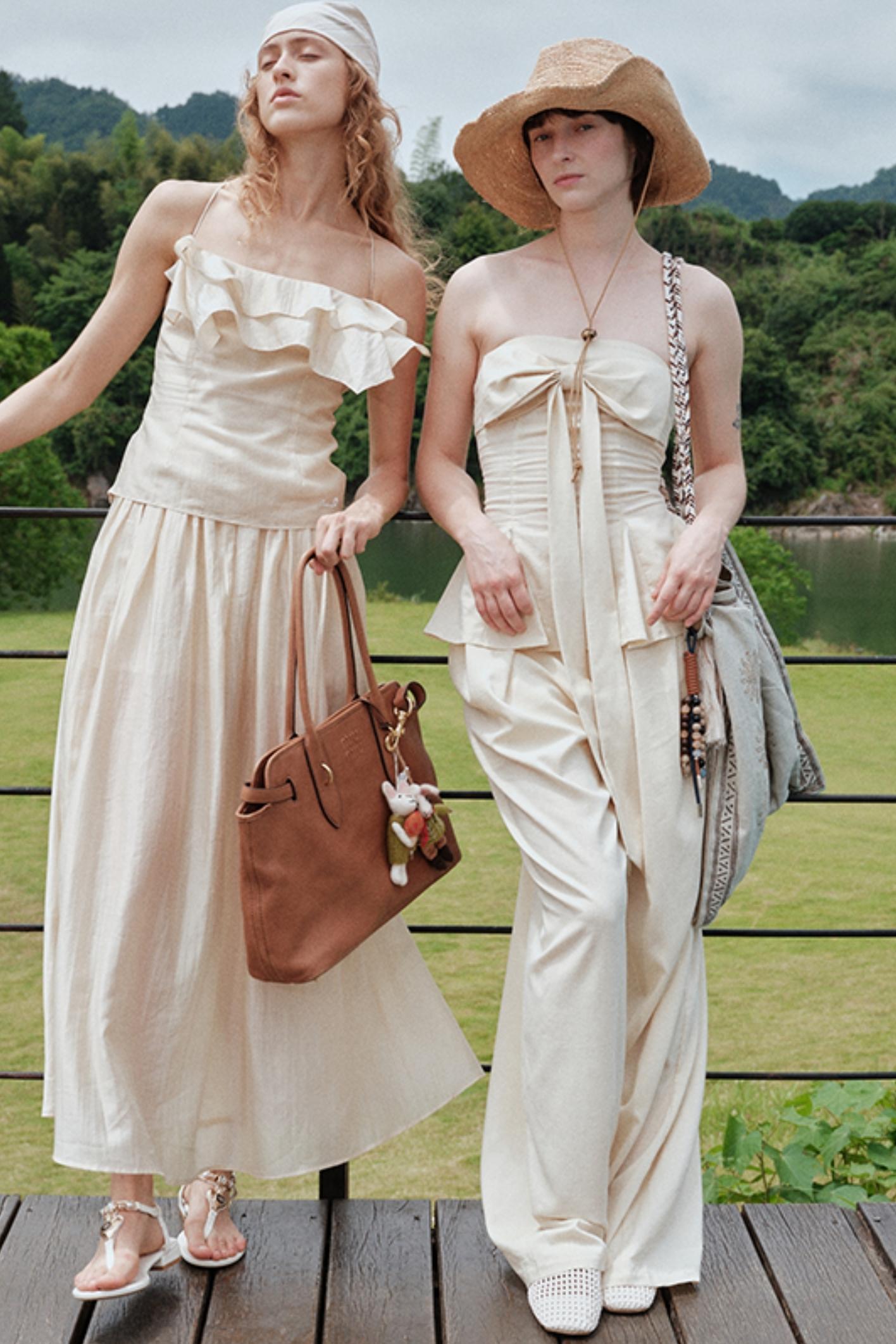 Eternal River Bandeau Top Wide-Leg Trousers Set-Up