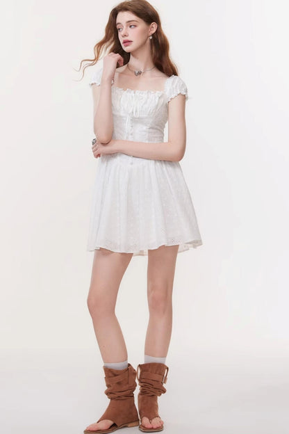 French Square Neck Mini Dress