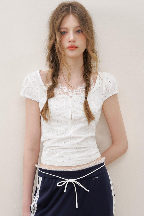 White Lace Fusion Tee