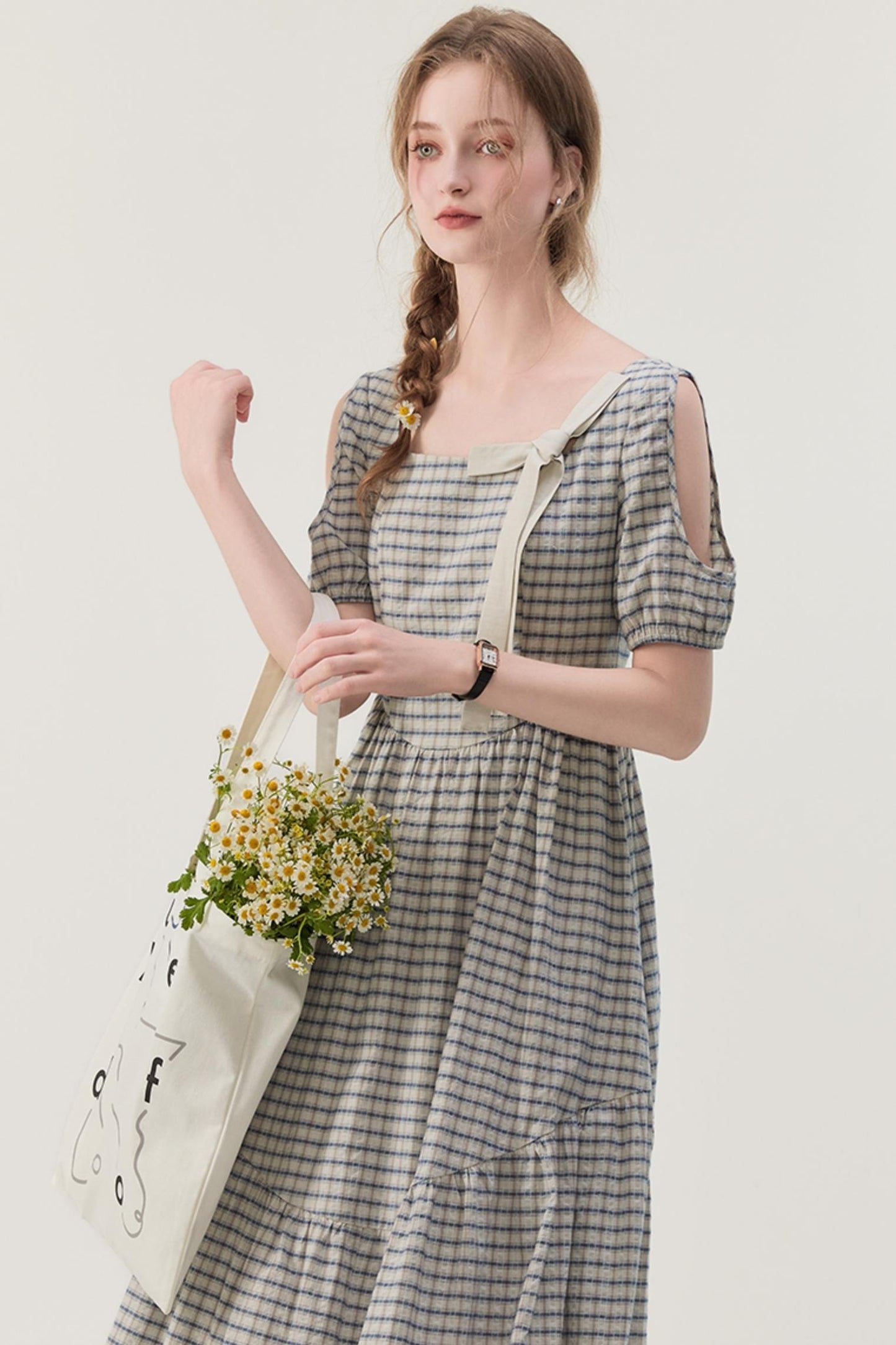 Gray Plaid A-Line Dress