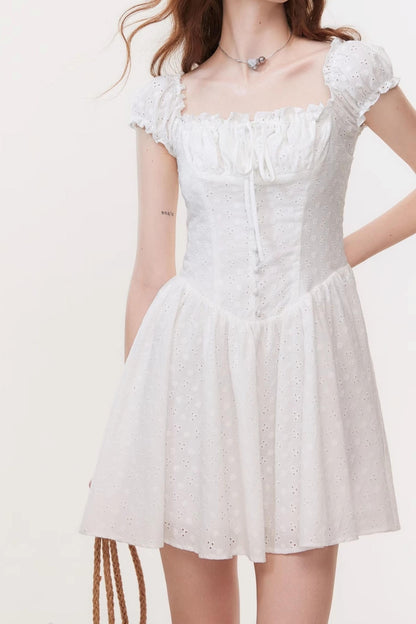 French Square Neck Mini Dress