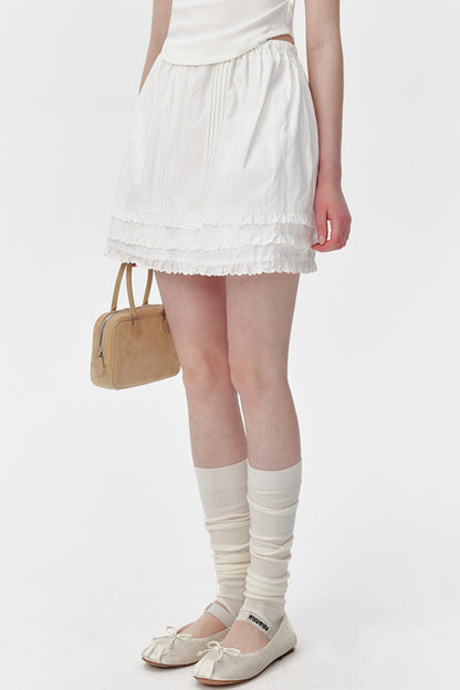 Cotton Lace Ruffle Skirt