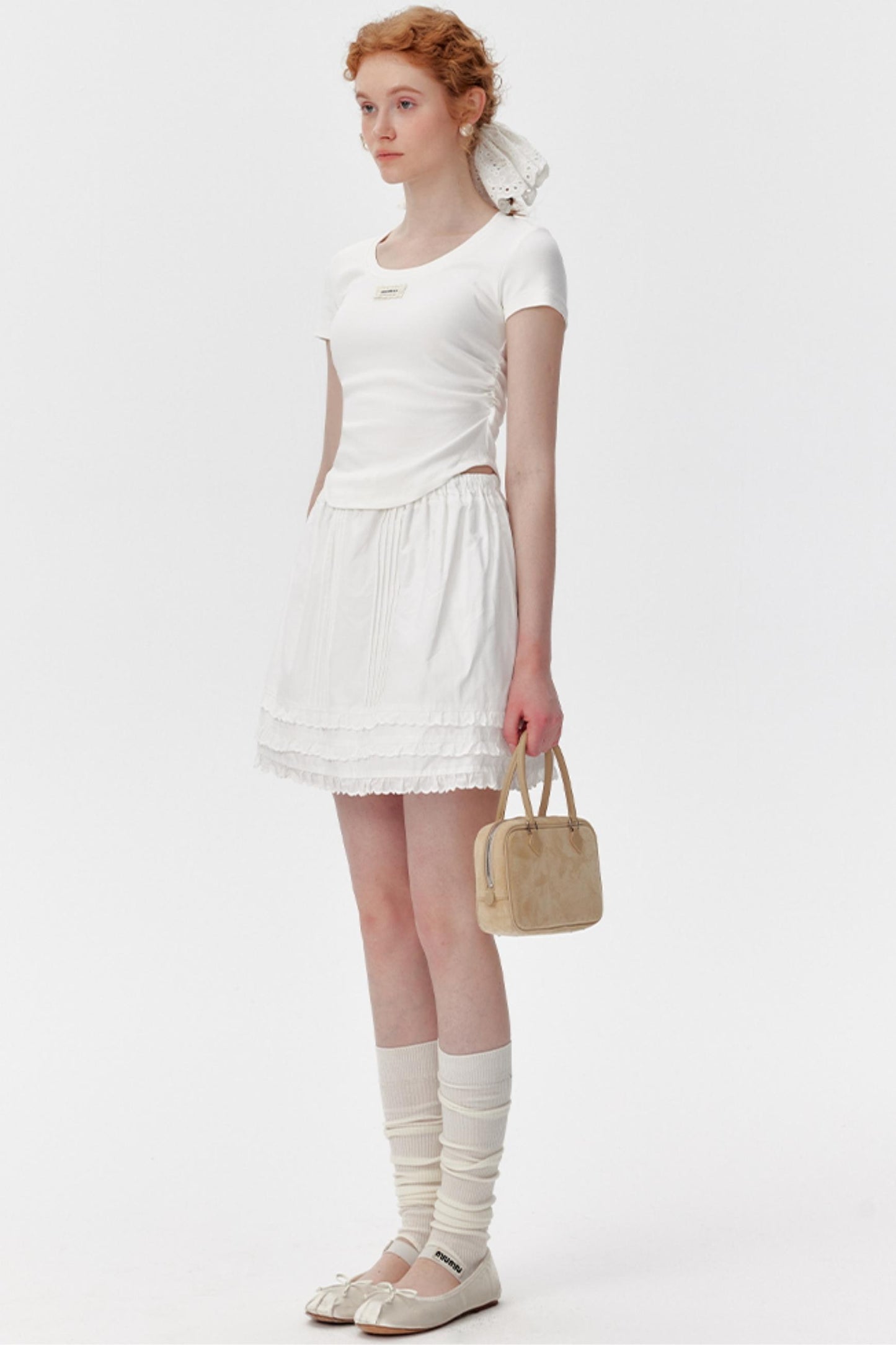 Cotton Lace Ruffle Skirt