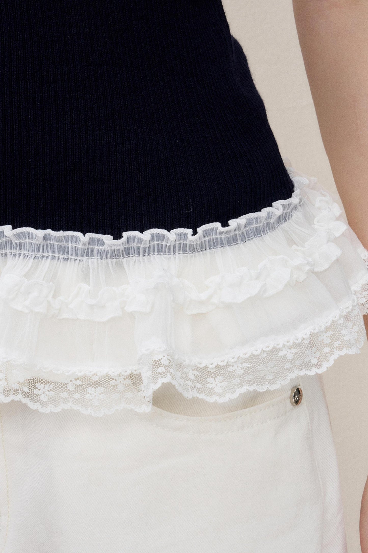 Lace Patchwork Knit Suspenders