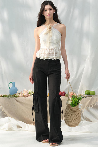 Lace-Trimmed Womens Pants
