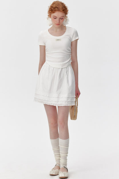 Cotton Lace Ruffle Skirt