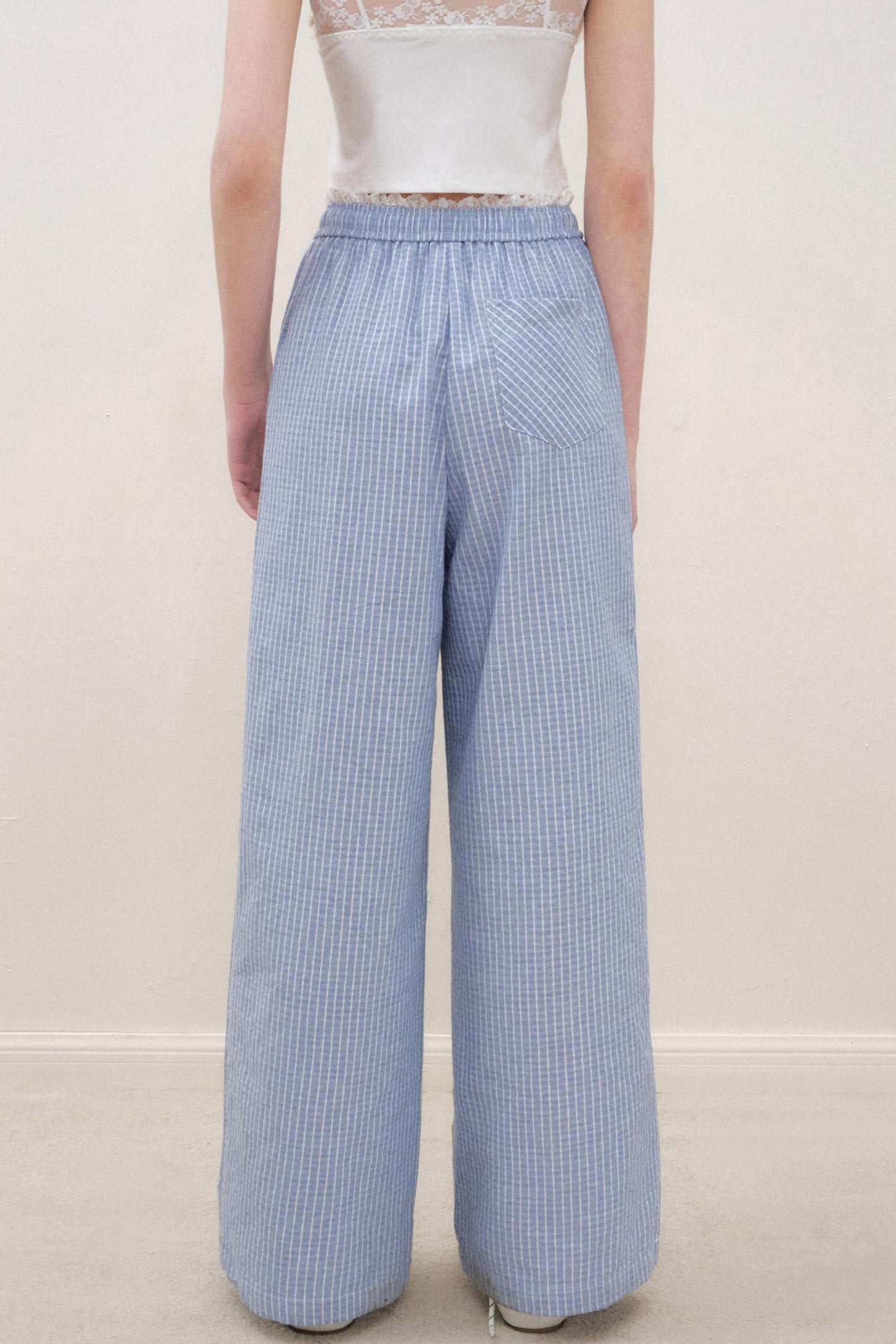 Lace-Trimmed Wide-Leg Trousers