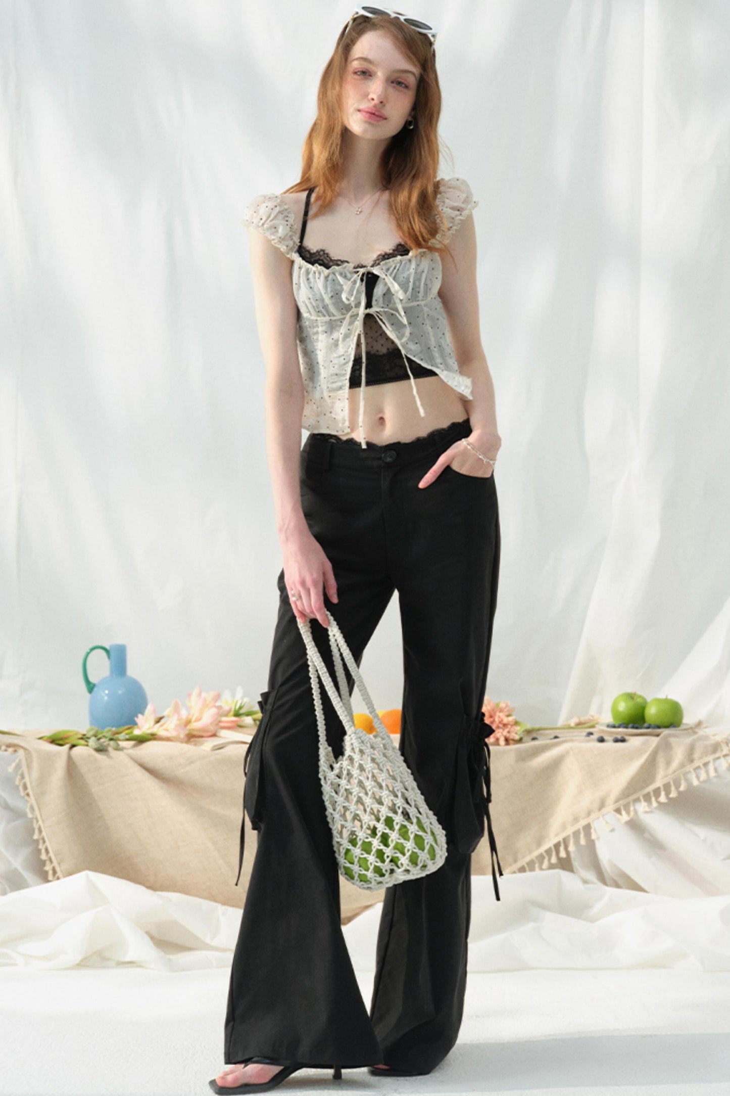 Lace-Trimmed Womens Pants