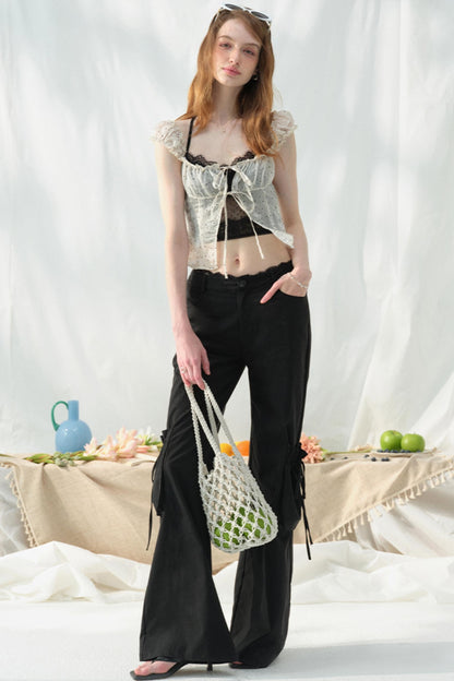 Lace-Trimmed Womens Pants