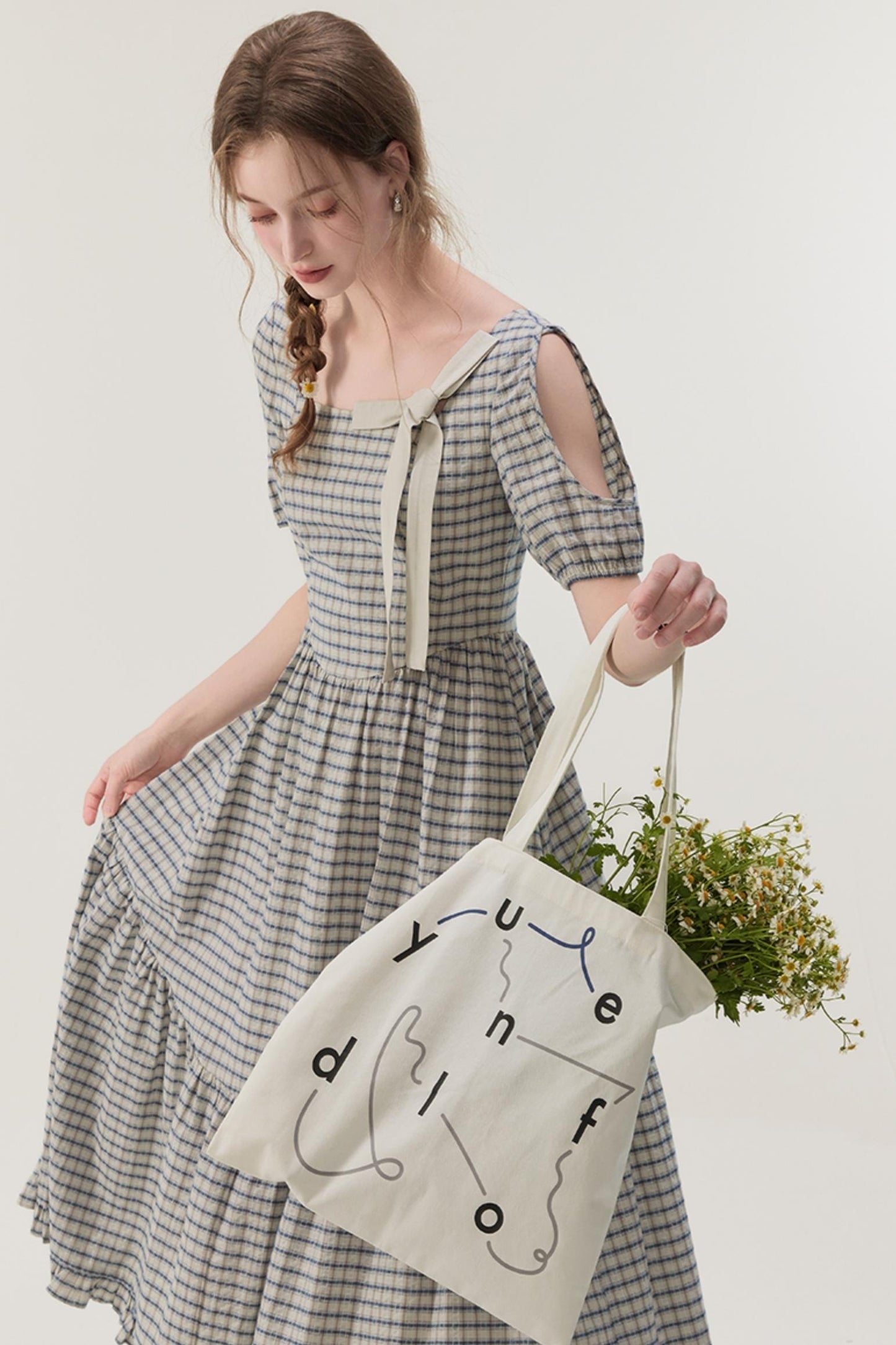 Gray Plaid A-Line Dress