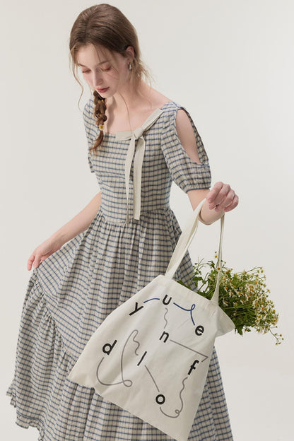 Gray Plaid A-Line Dress