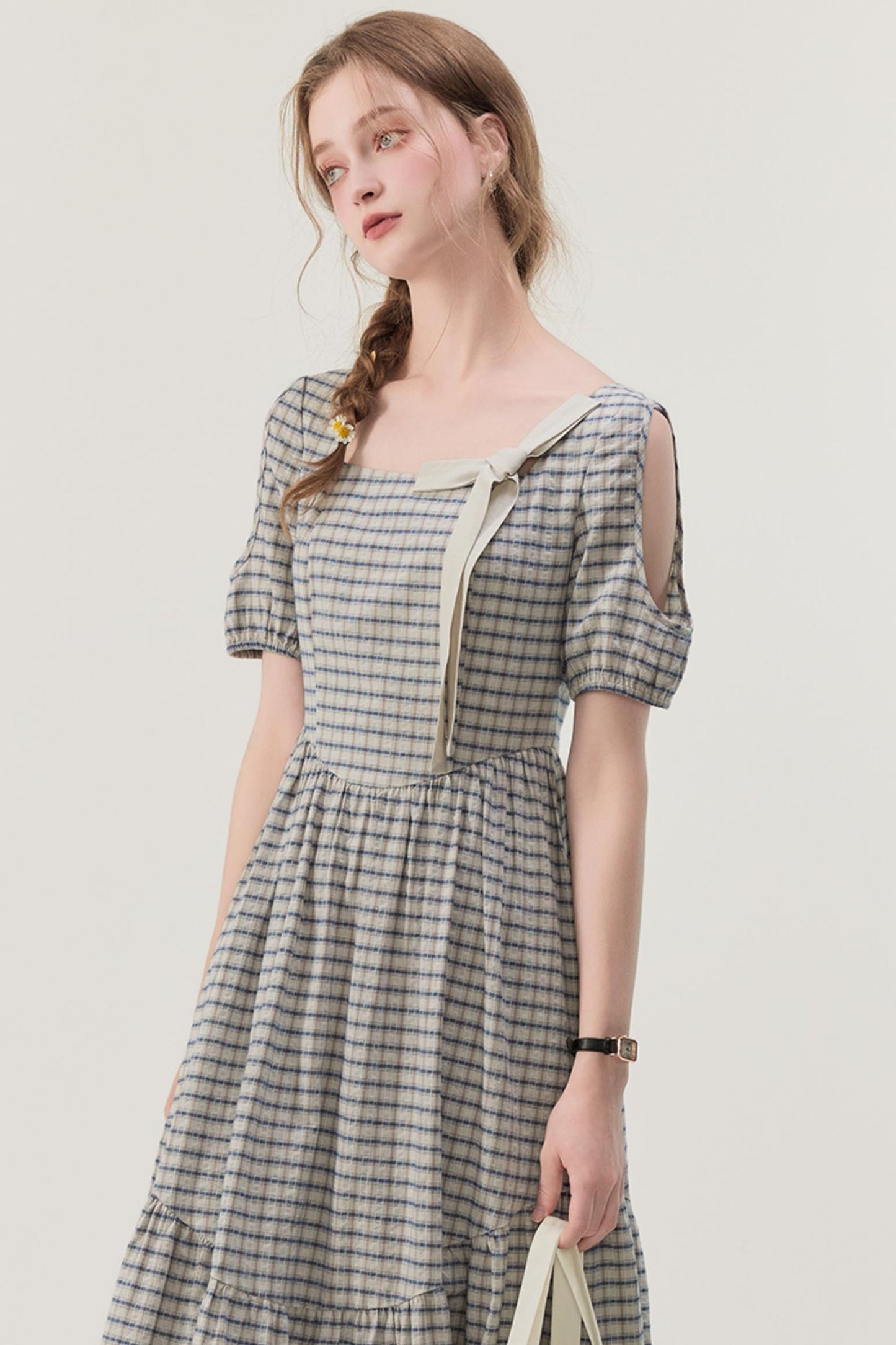 Gray Plaid A-Line Dress