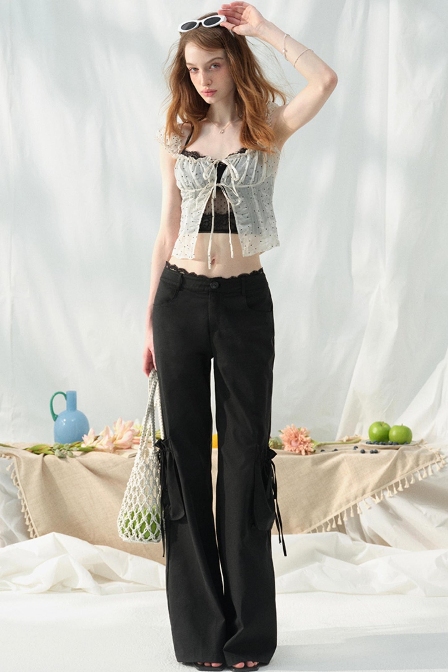 Lace-Trimmed Womens Pants