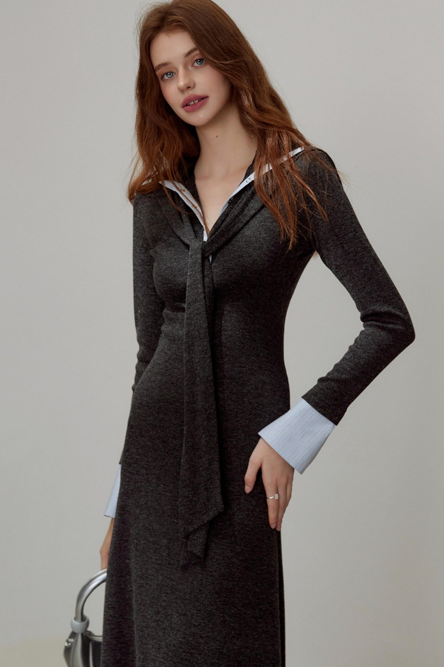 New V-Neck Knitted Dress