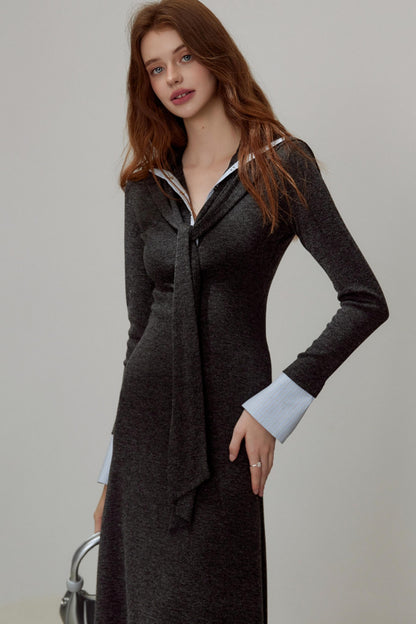 New V-Neck Knitted Dress