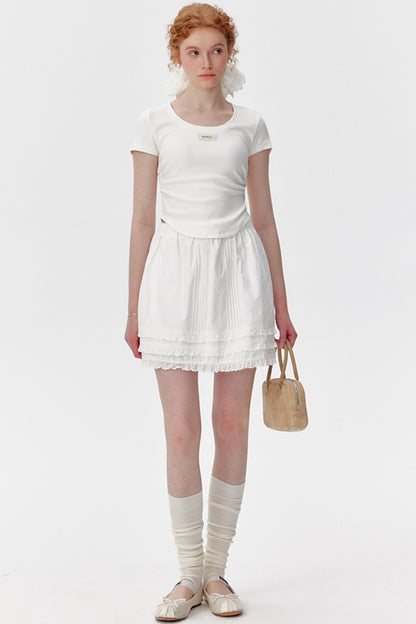 Cotton Lace Ruffle Skirt