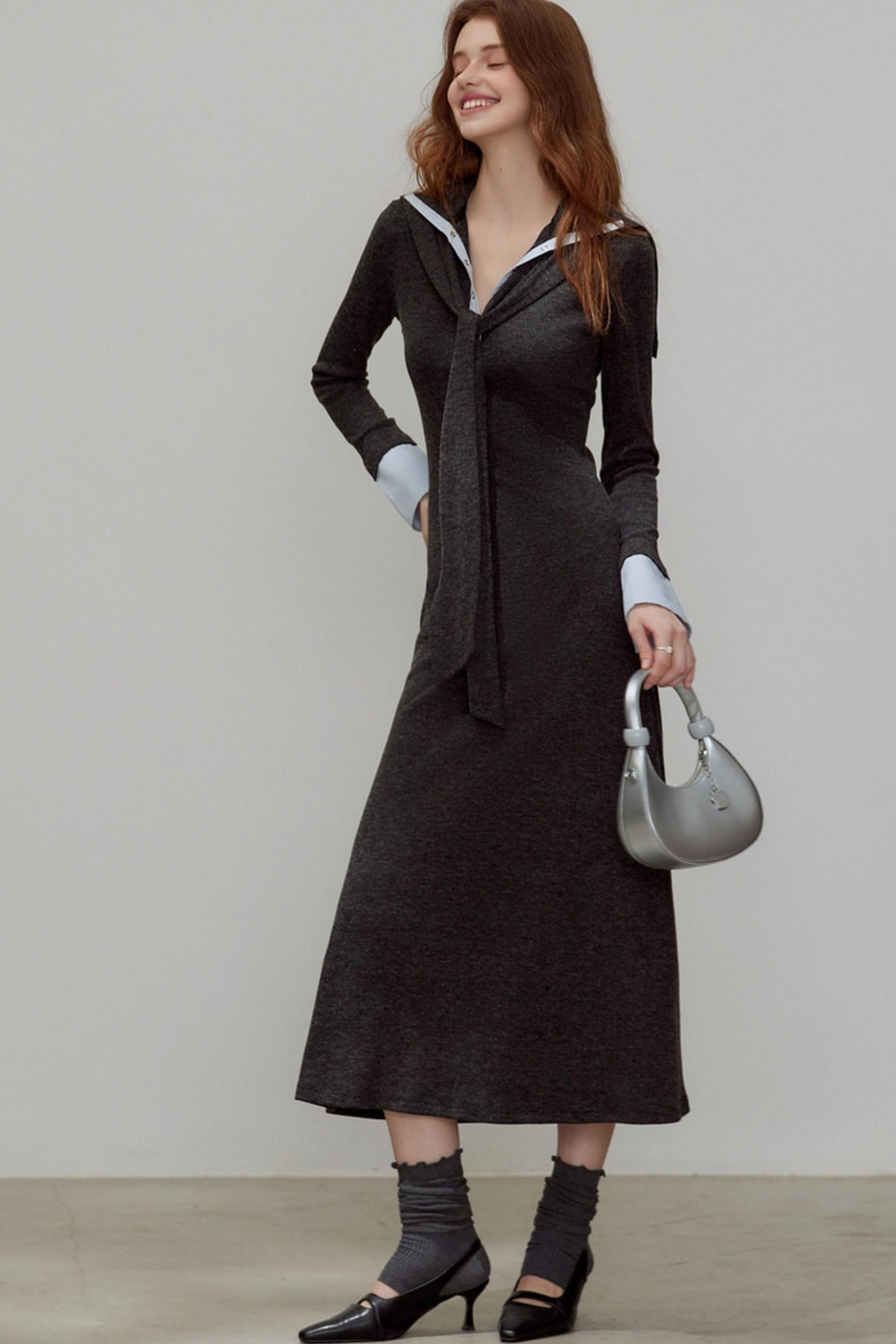 New V-Neck Knitted Dress