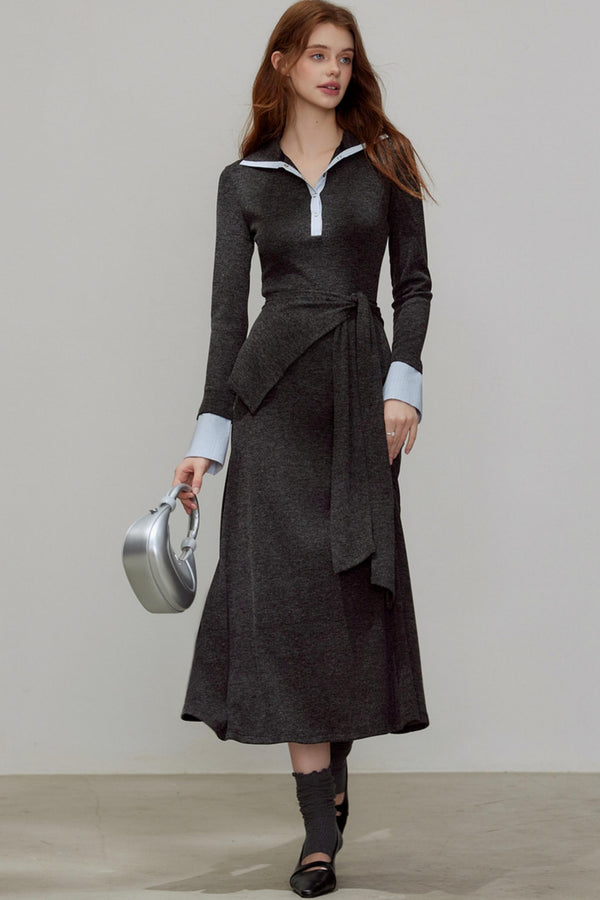 New V-Neck Knitted Dress