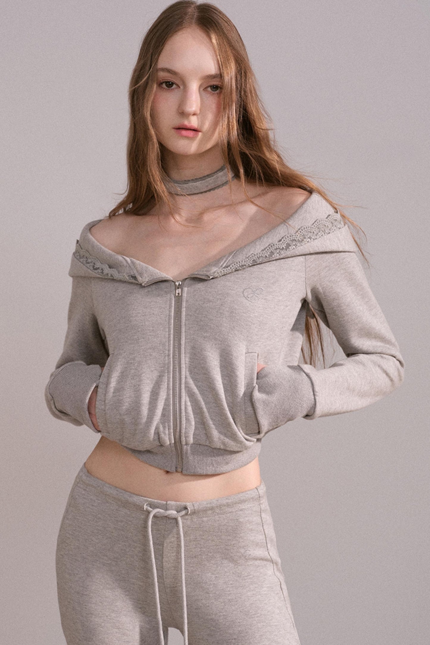 Short Hoodie Cardigan Set-Up