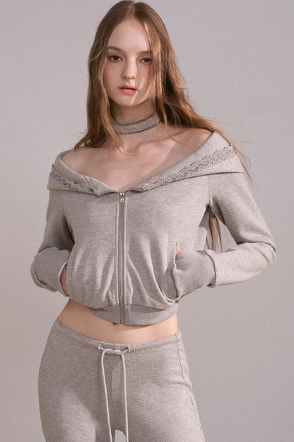 Short Hoodie Cardigan Set-Up