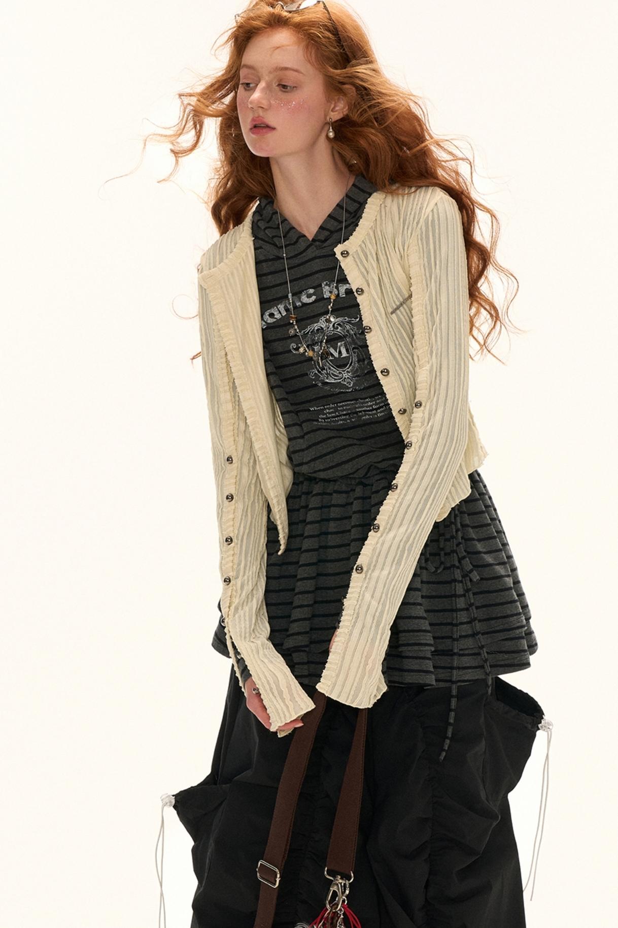 Striped Slimming Long Sleeve Top