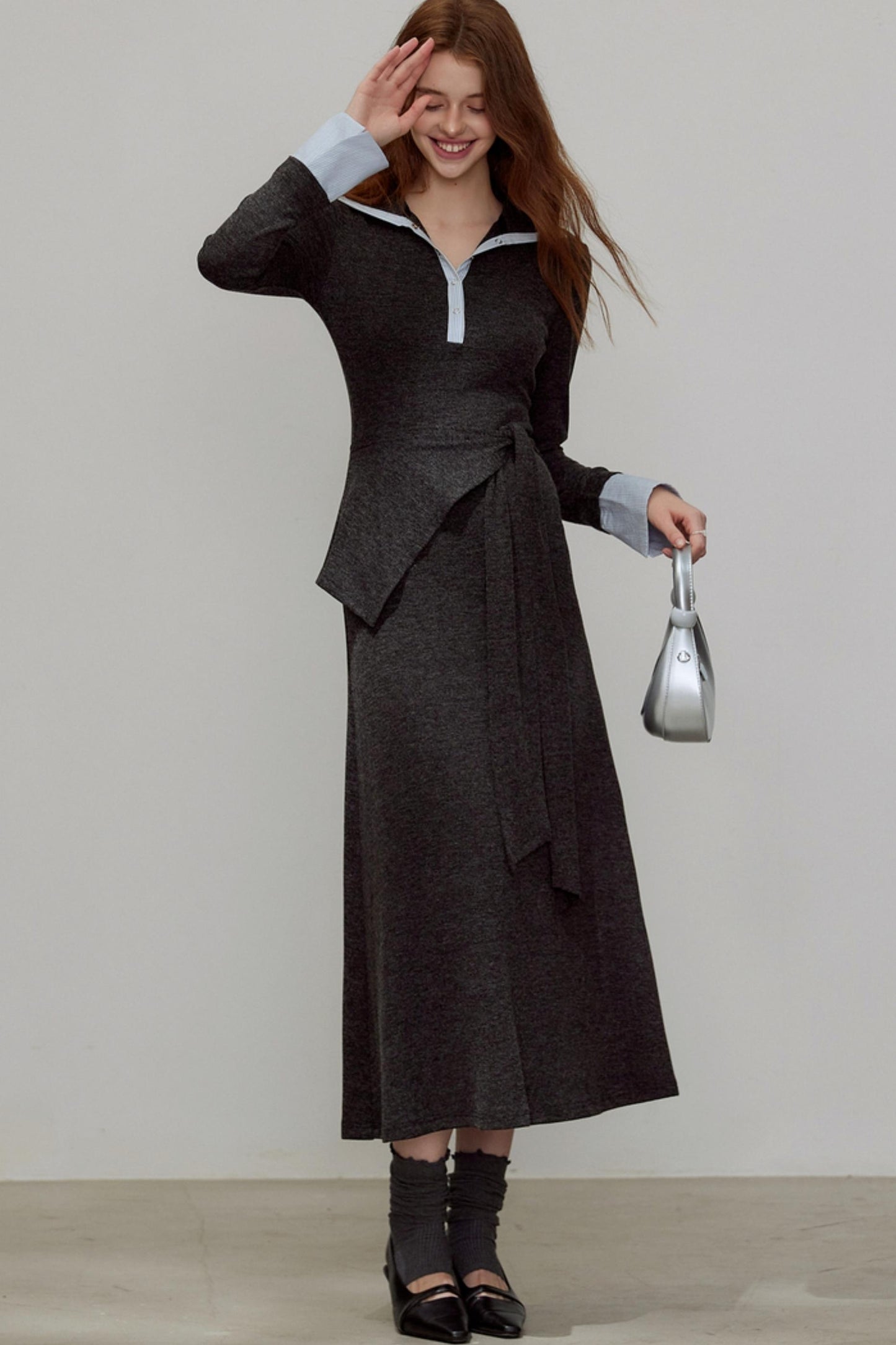 New V-Neck Knitted Dress