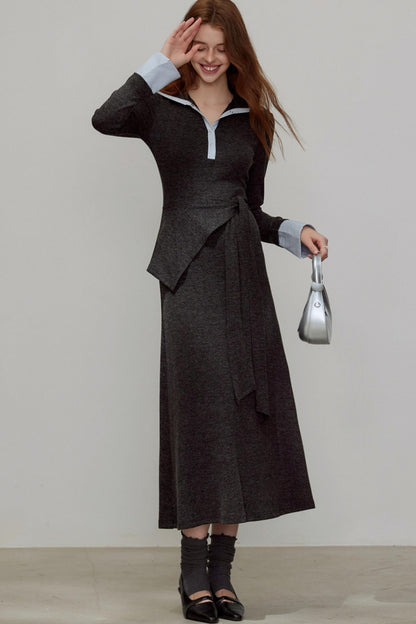 New V-Neck Knitted Dress