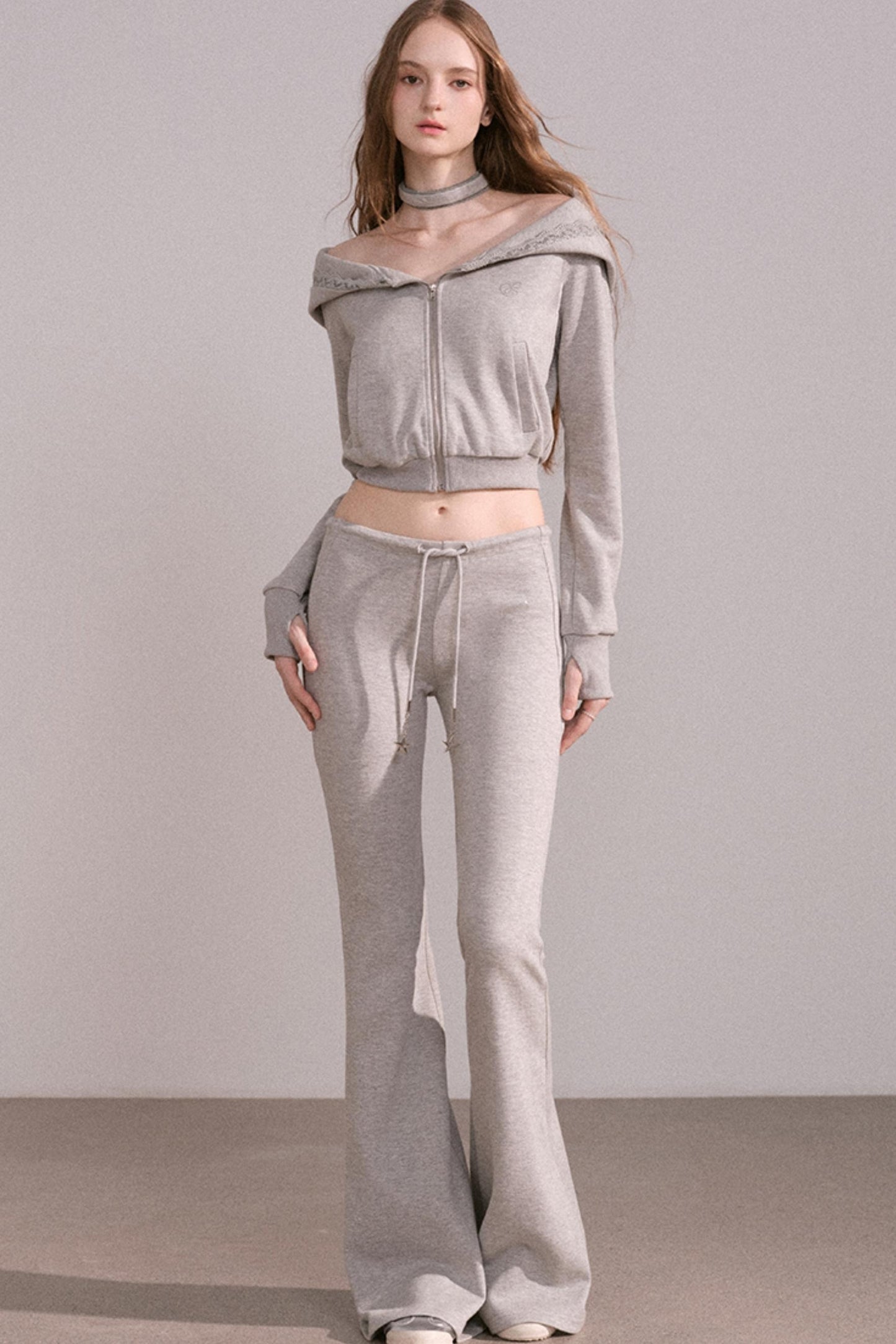 Short Hoodie Cardigan Set-Up