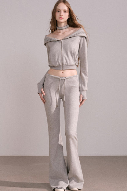 Short Hoodie Cardigan Set-Up