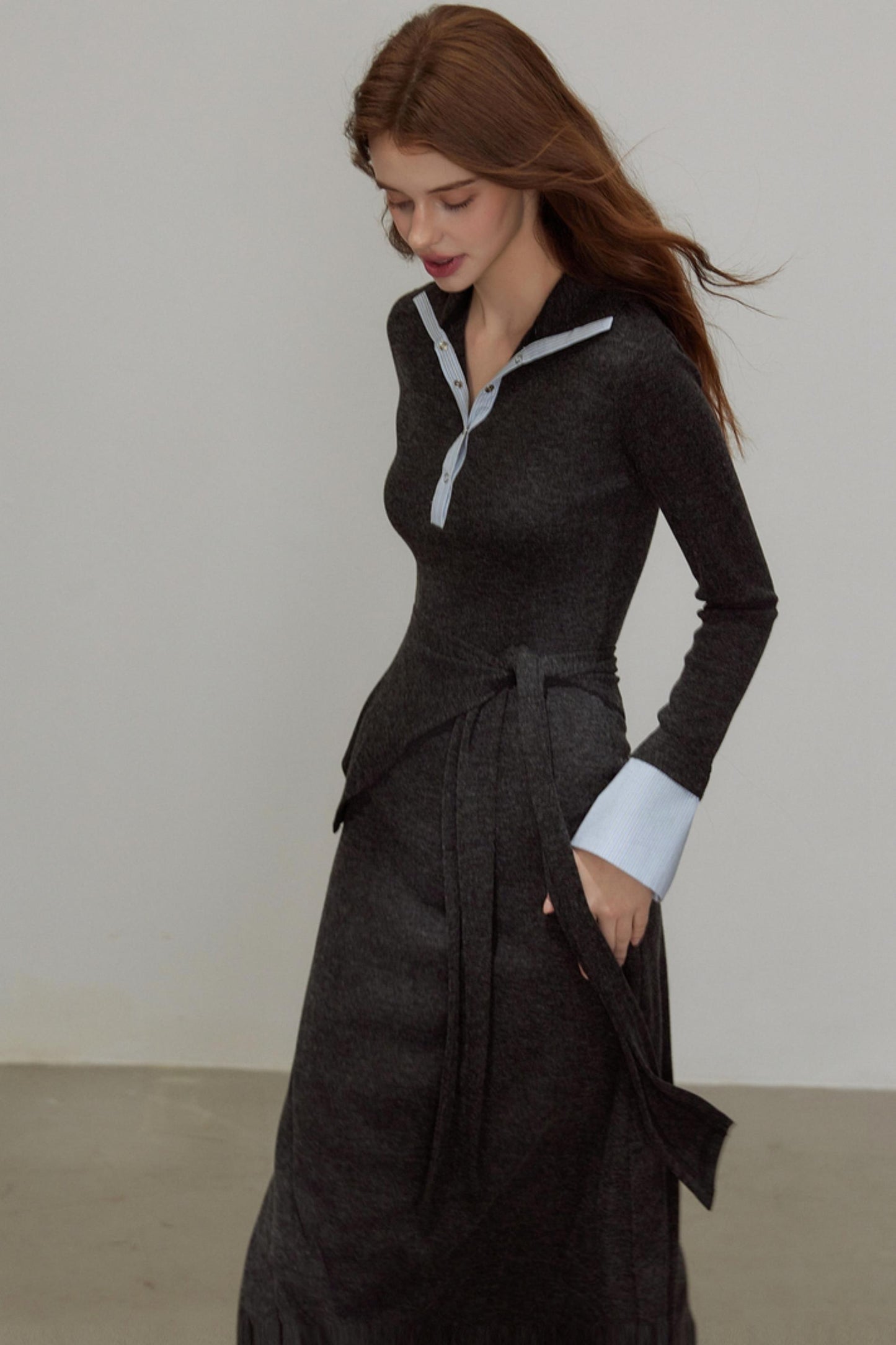 New V-Neck Knitted Dress