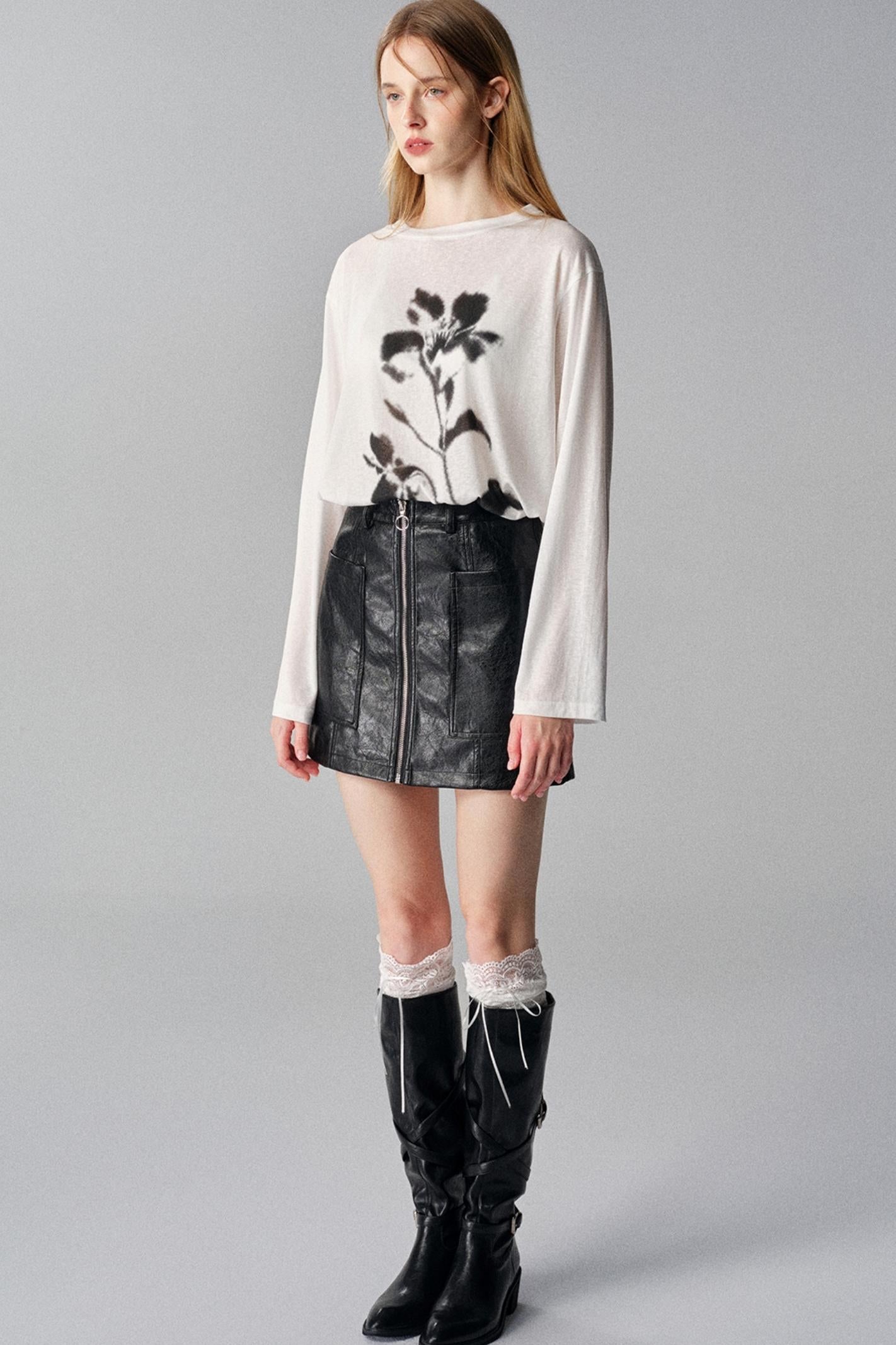 Gothic Rose Vintage Print Long Sleeve T-Shirt