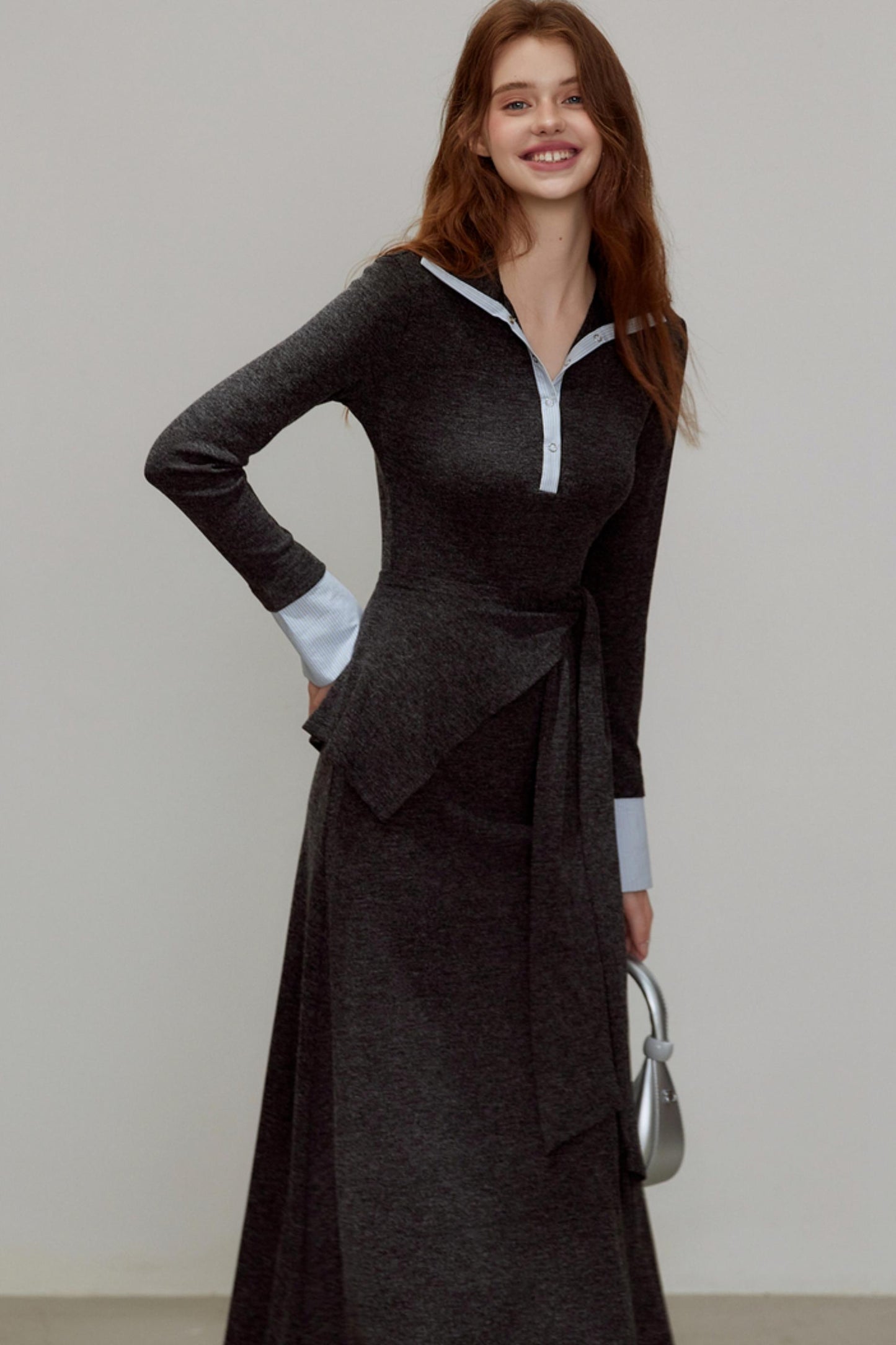 New V-Neck Knitted Dress