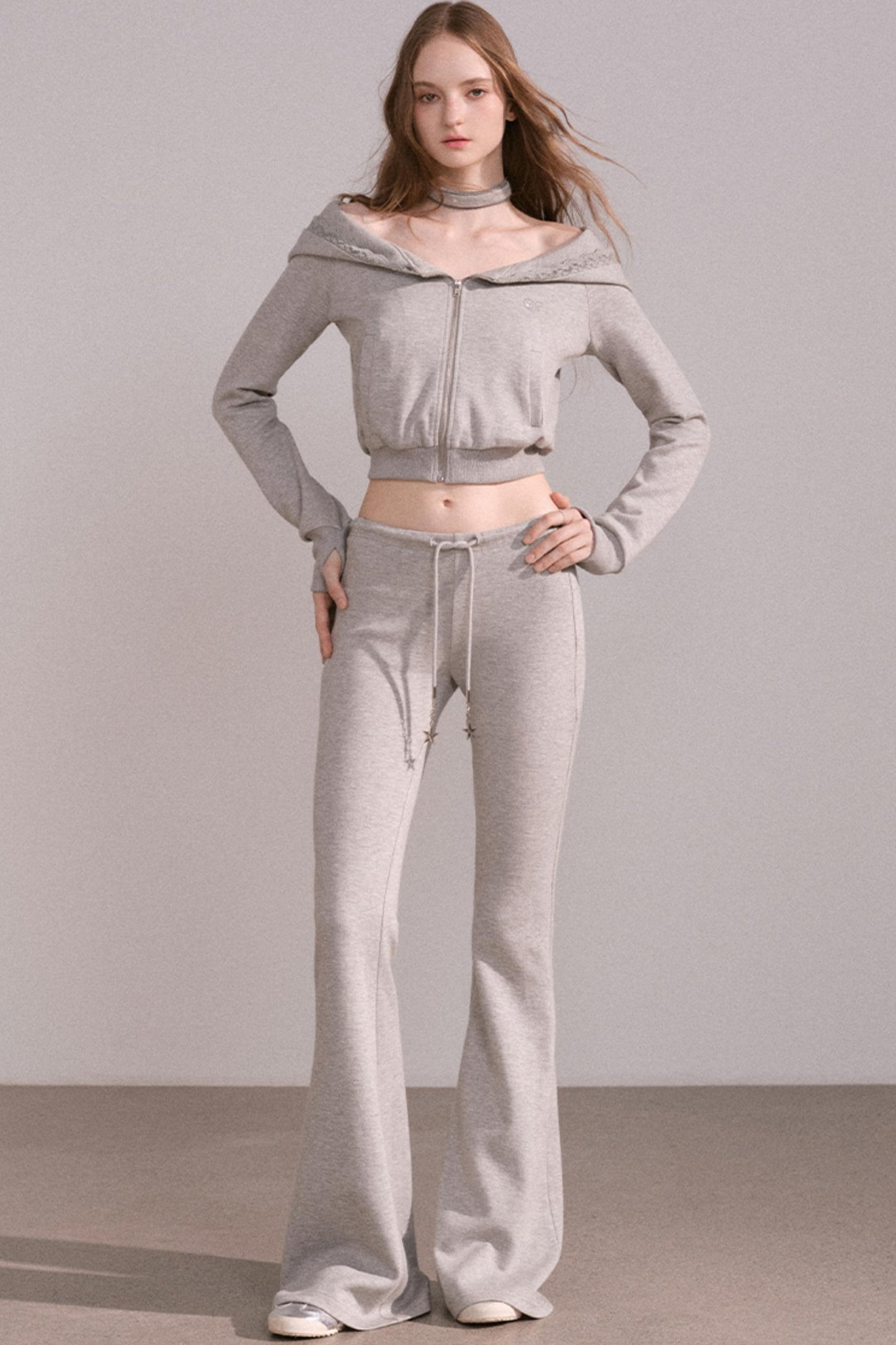 Short Hoodie Cardigan Set-Up