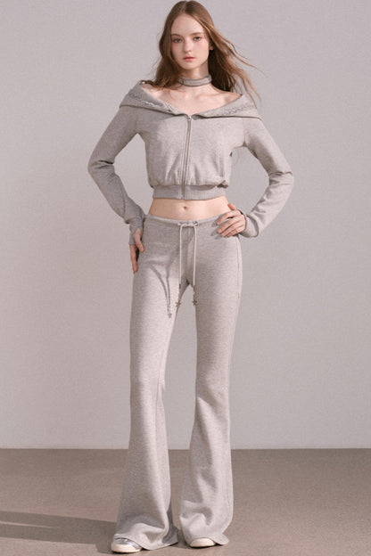 Short Hoodie Cardigan Set-Up