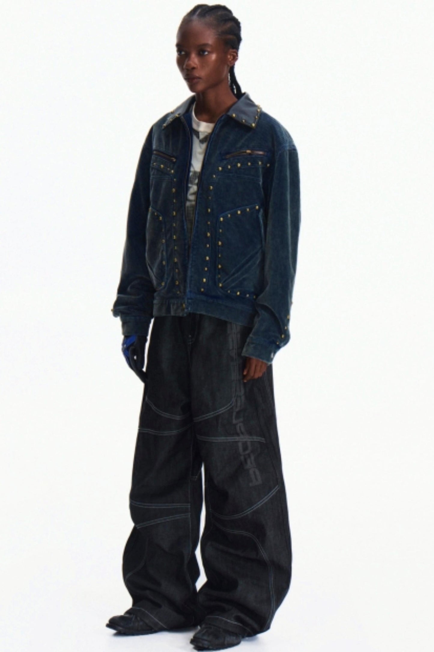 Dark Blue Wide-Leg Pants