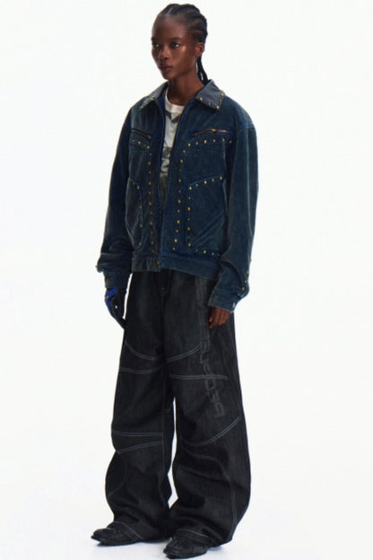 Dark Blue Wide-Leg Pants