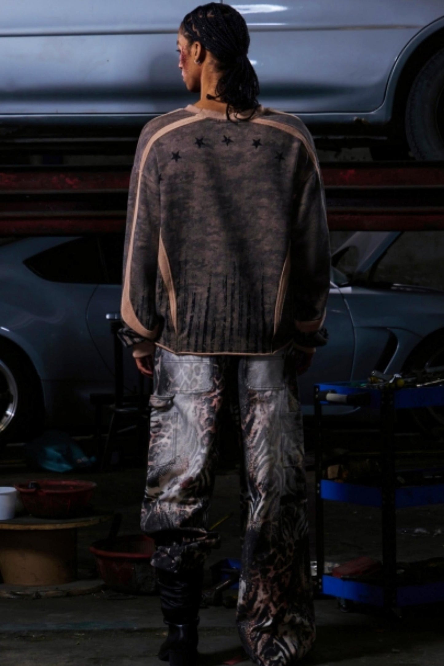 Camouflage Patchwork Half-Zip Top